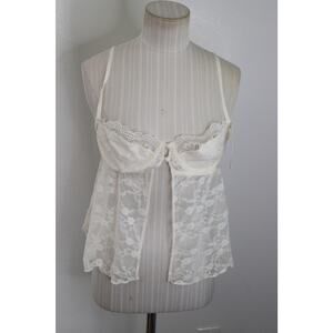 Out From Under Babydoll Lingerie Womens Large White Lace Sheer Mesh Nightie New